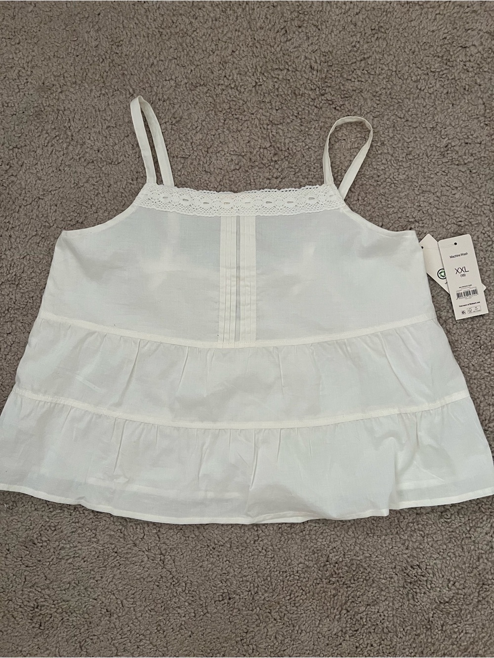 White Lace-Trim Tiered Camisole Chemise - Classic Sleepwear